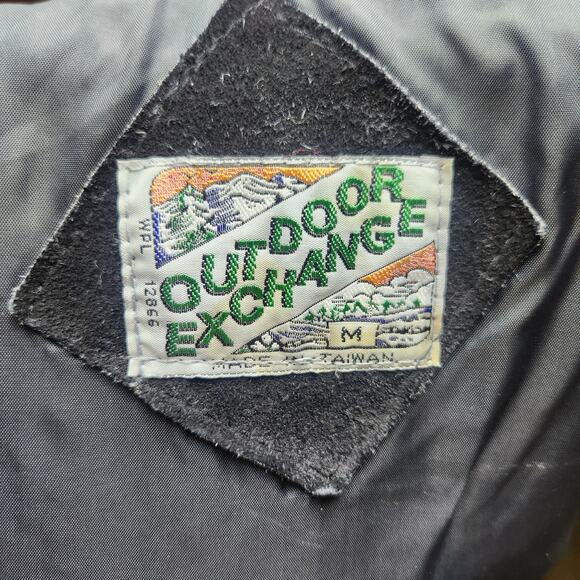 Vintage Outdoor Exchange Black 100% Leather Suede & Knit Bomber Jacket, Medium - Picture 11 of 12